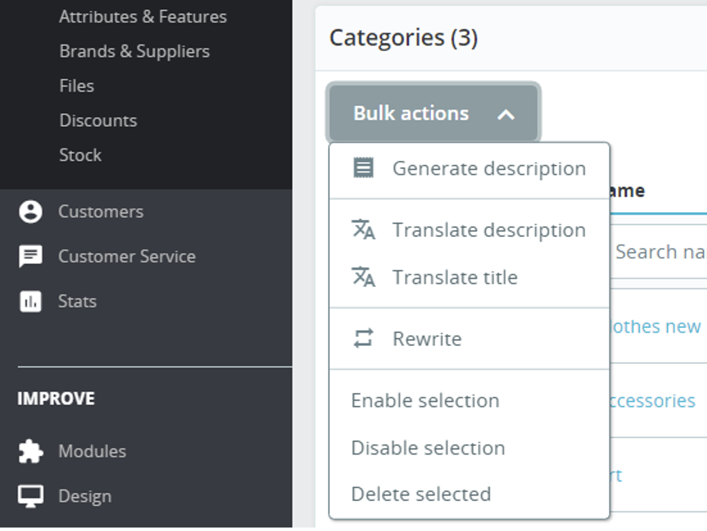 chatgpt category bulk actions