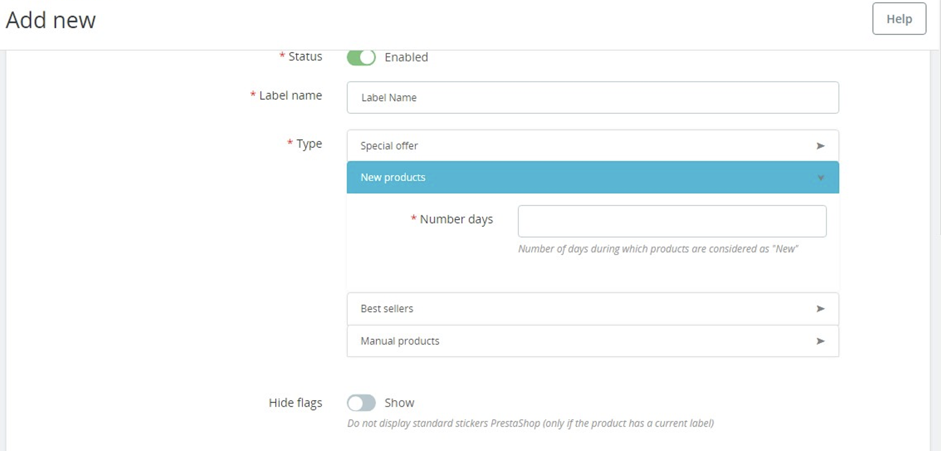 Custom Product Label PrestaShop